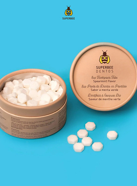 SuperBee-清爽薄荷无氟无糖天然安全儿童成人旅行便携牙膏片100片