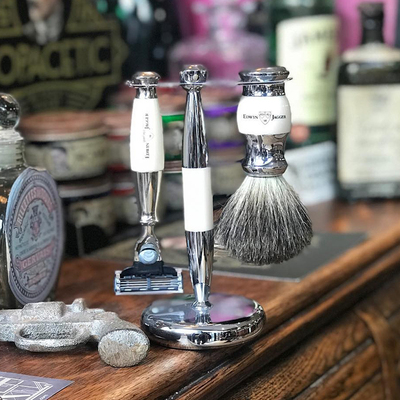 Edwin Jagger-适用三刀头卡夹剃须刀/支架/刷 剃须三件套装英国产