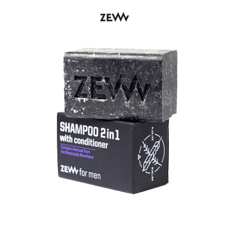 Zew For Men-天然木炭净化清洁去头屑洗发水护发素二合一香皂85g
