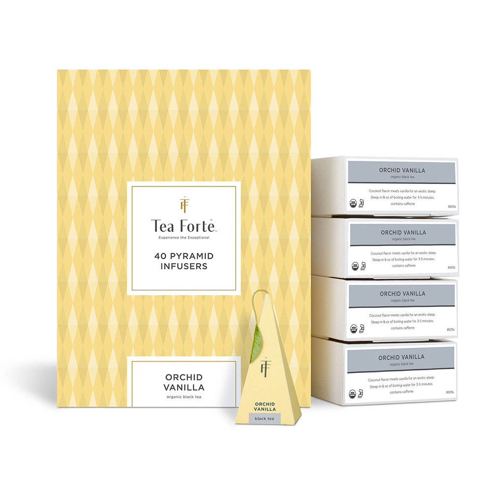 Tea Forte-ORCHID VANILLA优质兰花香草红茶 金字塔茶包礼盒40个