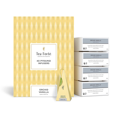Tea Forte-ORCHID VANILLA优质兰花香草红茶 金字塔茶包礼盒40个