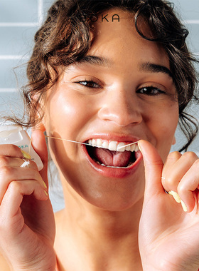 Boka-博卡 天然植物蜡清爽薄荷辛辣肉桂便携清洁超细纤维牙线30码