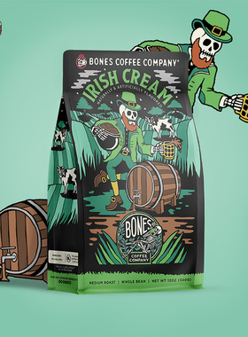 Bones Coffee-白骨咖啡 IrishCream 爱尔兰奶油调味咖啡豆粉 340g