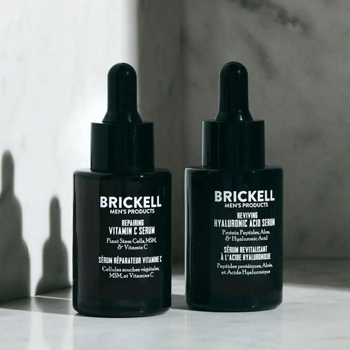 Brickell-淡化皱纹暗斑紧致肌肤男士抗衰透明质酸面部精华液套装