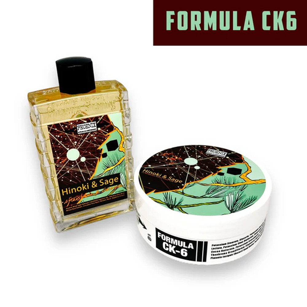 Phoenix-Hinoki&Sage 扁柏鼠尾草香氛优质CK-6配方剃须皂和须后水