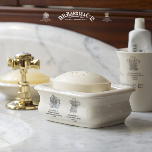 D.R.Harris 复古陶瓷两件套可拆沥水香皂碟白色肥皂架收纳盒 英国