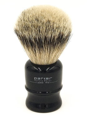 Parker-美国帕克 TRAVBHST银尖灰獾鬓毛黑色手柄旅行剃须刷含包装