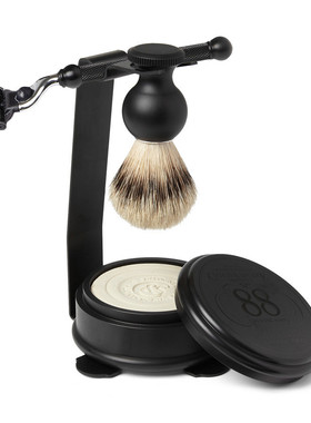 Czech & Speake-绅士低调优雅 质感磨砂黑金属 No.88剃须4件套装