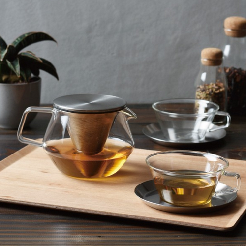 KINTO-CARAT 含滤网 双层盖子 耐热高硼酸透明玻璃茶壶茶具