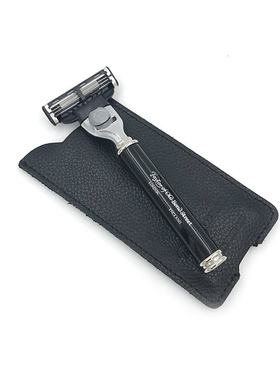 Taylor Of Old Bond Street-黑色 三层刀片卡夹剃须刀 含旅行皮套
