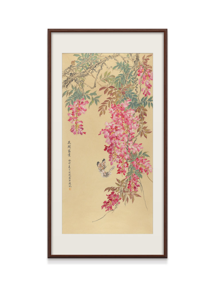 国画仿古宣手绘传统水墨国画荷花玉兰玄关入户门走廊中式竖版挂画