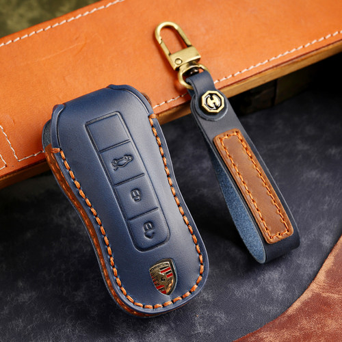 手工真皮保护日韩风保时捷钥匙包