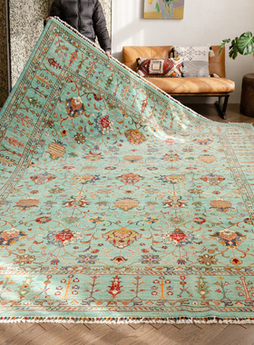 视觉味道 阿富汗进口手工打结羊毛地毯游牧民族编织无胶地毯15744