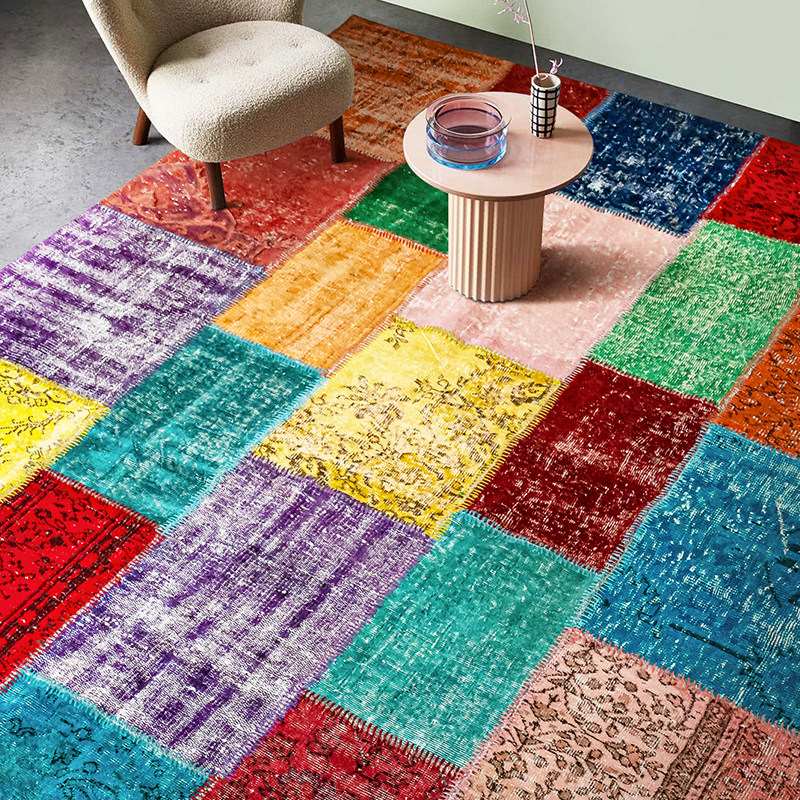 视觉味道土耳其进口羊毛手工地毯彩色异域拼接复古客厅美式地毯,居家布艺,地毯,淘宝优惠券,粉丝福利购,淘宝优惠卷
