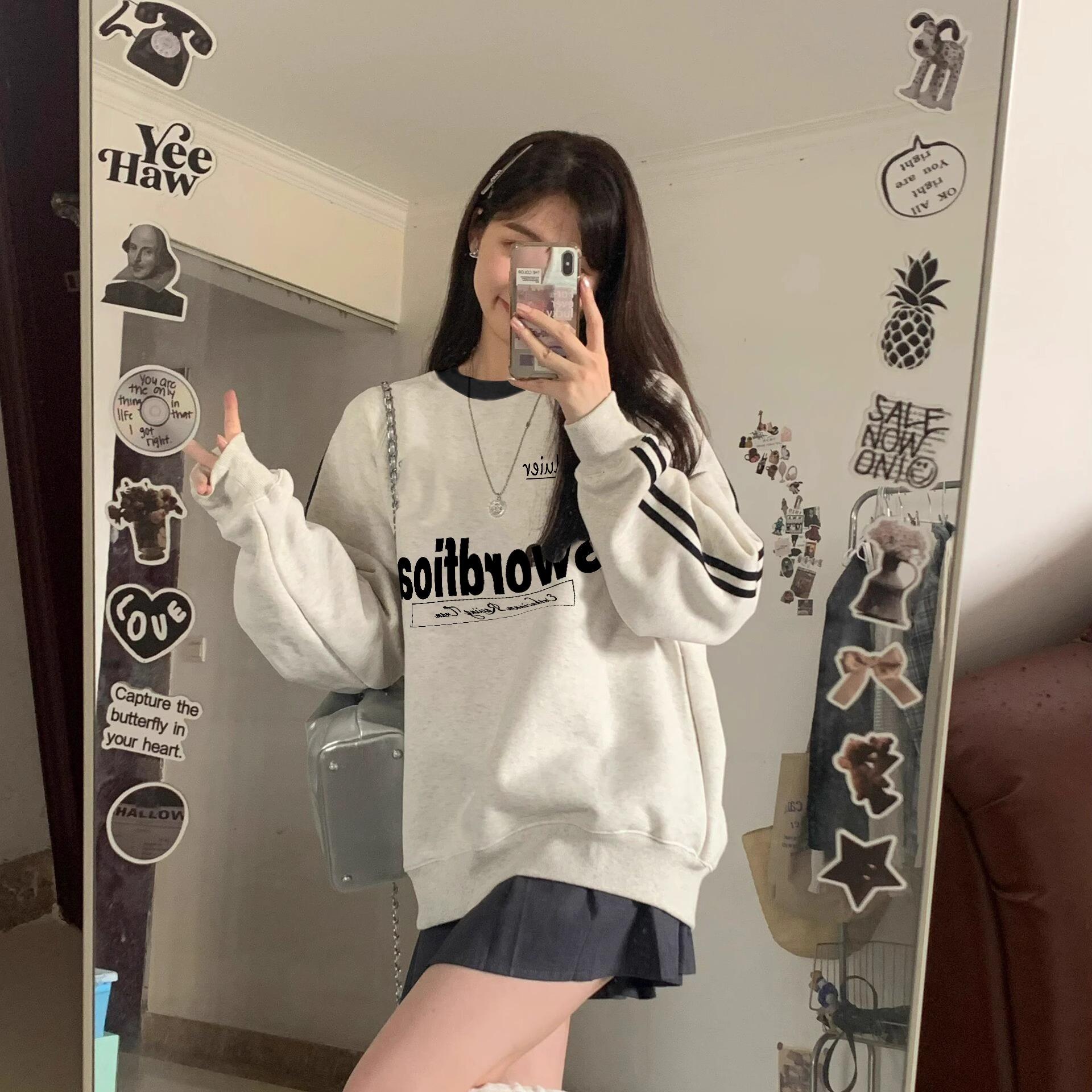 加绒加厚卫衣设计感小众纯棉宽松