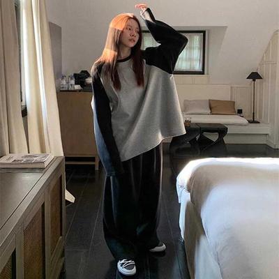 重磅纯棉男女设计感小众长袖印花