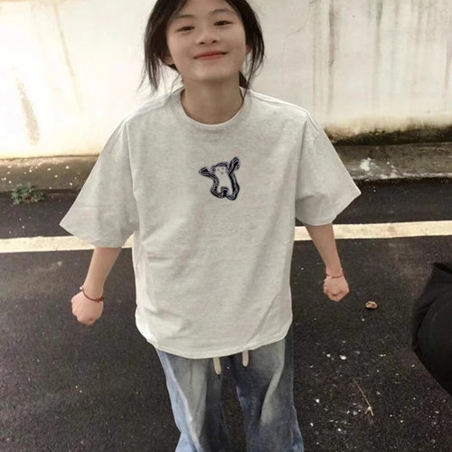 短袖设计感小众重磅印花纯棉男女