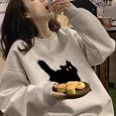 加绒加厚宽松纯棉设计感圆领卫衣