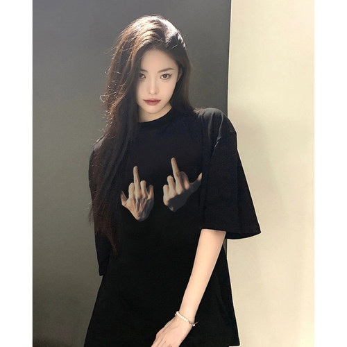 短袖潮牌常规美式复古纯棉女