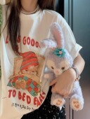 圆领半袖 白色短袖 宽松纯棉美式 夏季 oversize上衣潮 t恤女2025新款