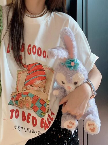 短袖美式复古常规oversize纯棉女
