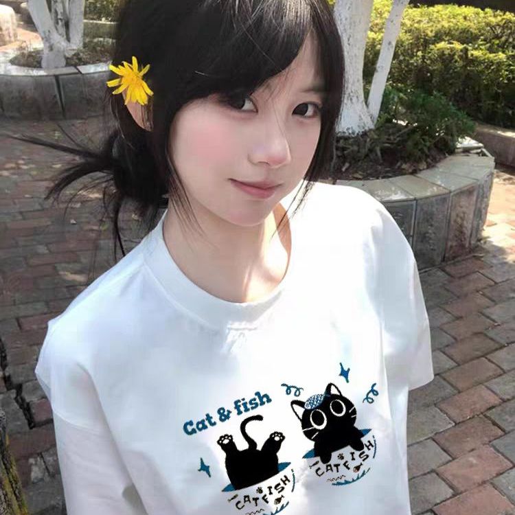短袖设计感小众重磅印花纯棉男女