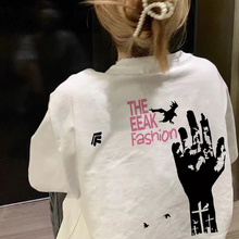 纯棉白色短袖t恤女2025新款夏季美式高街潮牌宽松设计感半袖上衣