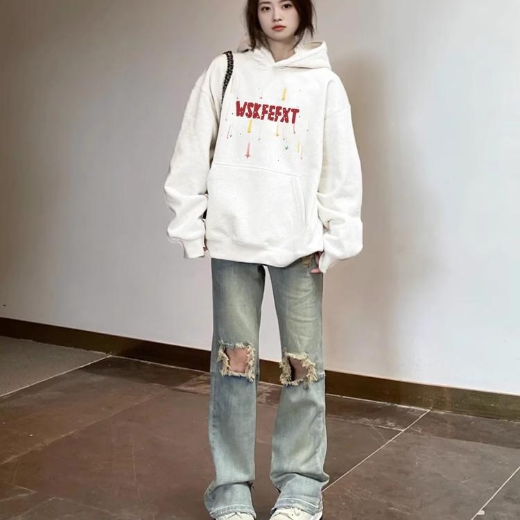 加绒加厚连帽卫衣美式纯棉宽松