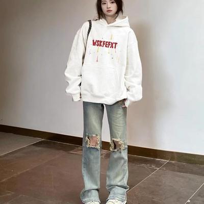 加绒加厚连帽卫衣美式纯棉宽松