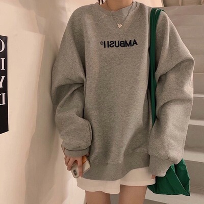 加绒加厚宽松版纯棉慵懒风卫衣