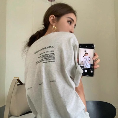 短袖港风常规印花纯棉女