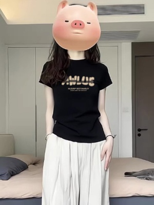 短袖潮牌高级感正肩纯棉女
