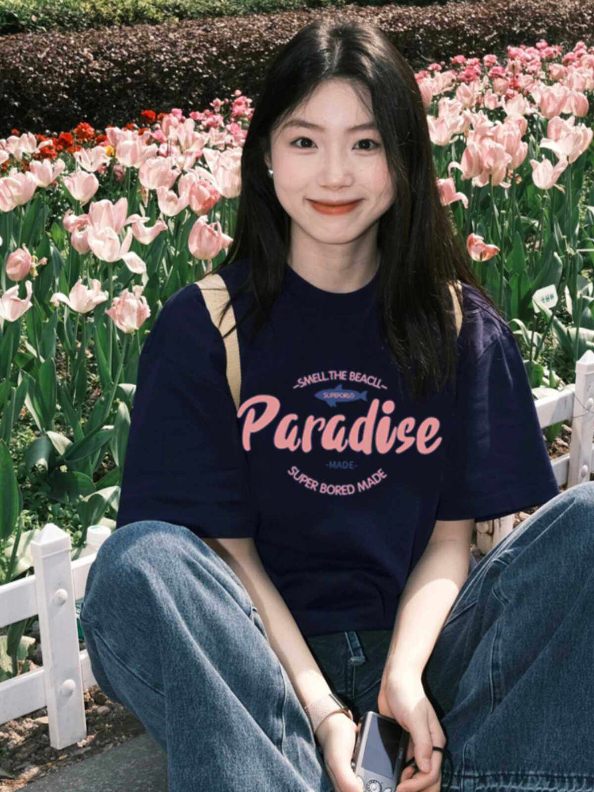 纯棉藏蓝色正肩短袖T恤女2025新款爆款夏季宽松设计感半袖上衣ins,女装/女士精品,T恤,淘宝优惠券,粉丝福利购,淘宝优惠卷