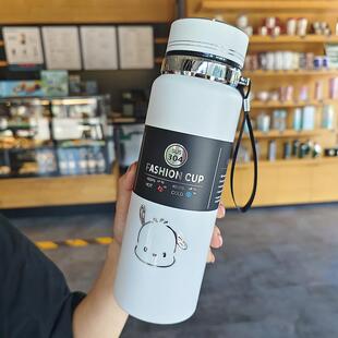 简约保温杯女生高颜值带茶隔杯子大容量学生便携男士 高档泡茶水杯