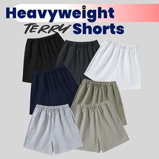 街头潮牌简约纯色休闲l五分裤 宽松美式 440g重磅毛圈短裤 goodgod
