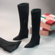 靴加绒长靴女 百搭不过膝靴尖头坡跟高跟时装 外贸原单大码 女靴时尚