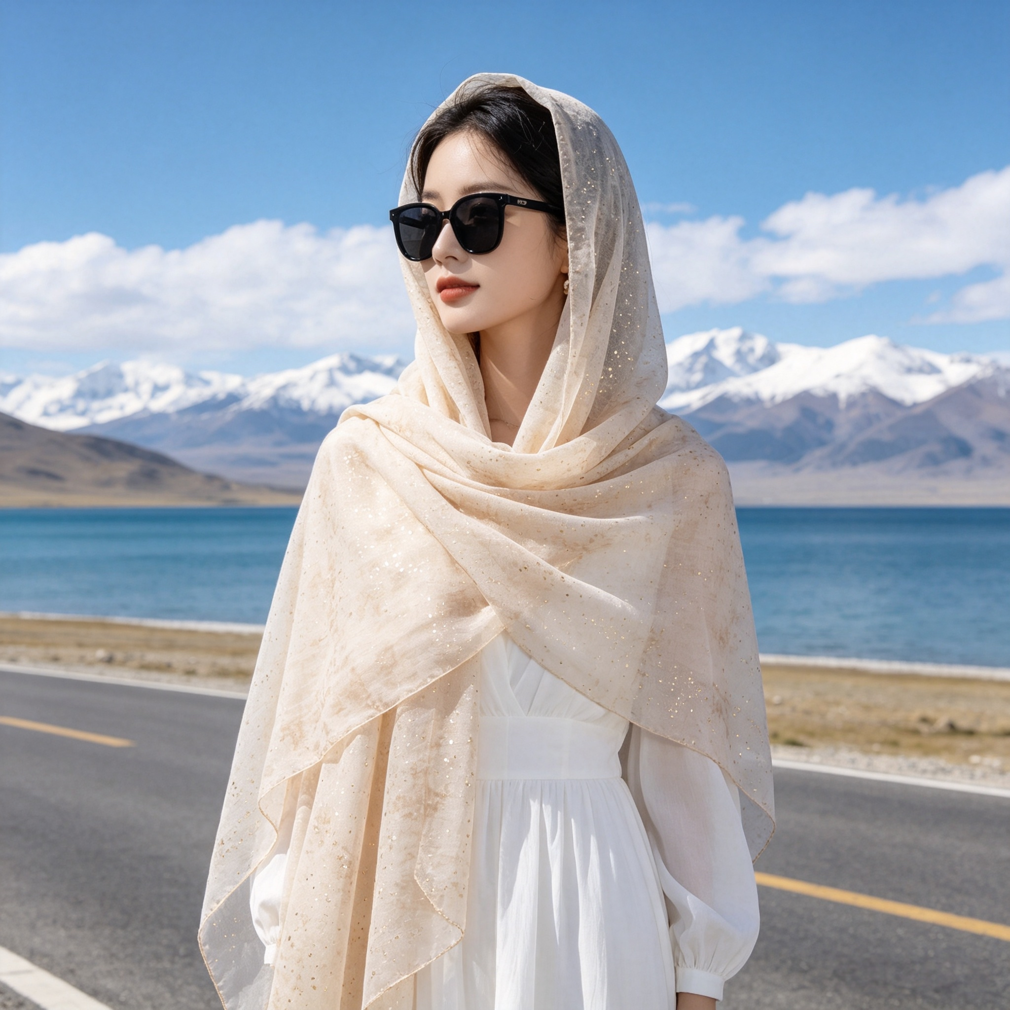 2026新款民族风烫金丝巾女士夏季旅游穿搭防晒披肩空调房外搭围巾