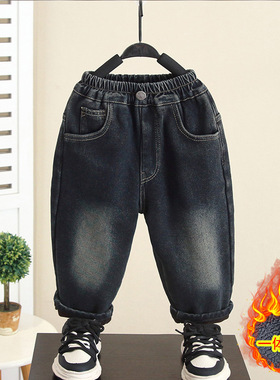 6499男童裤子一体绒冬装2025新款痞帅宝宝秋冬季牛仔裤加绒裤儿童