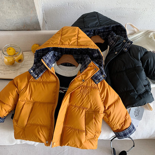 木野男童冬季加绒加厚棉服外套湖州织里童装儿童保暖连帽派克上衣