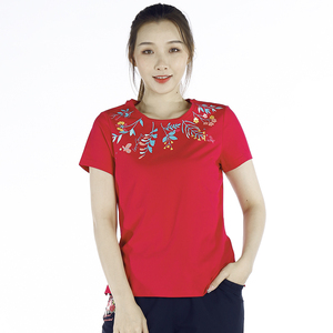 La Pagayo夏季女装上衣圆领款修身棉大码时尚运动休闲修身短袖T恤