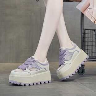 小个子小白鞋 内增高7CM厚底松糕网面板鞋 女 百搭真皮女鞋 香港正品