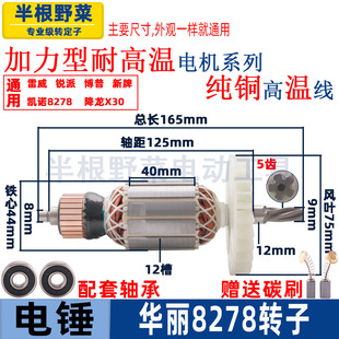 适用华丽雷威锐派博普新牌凯诺8278降龙X30电锤转子定子电机配件