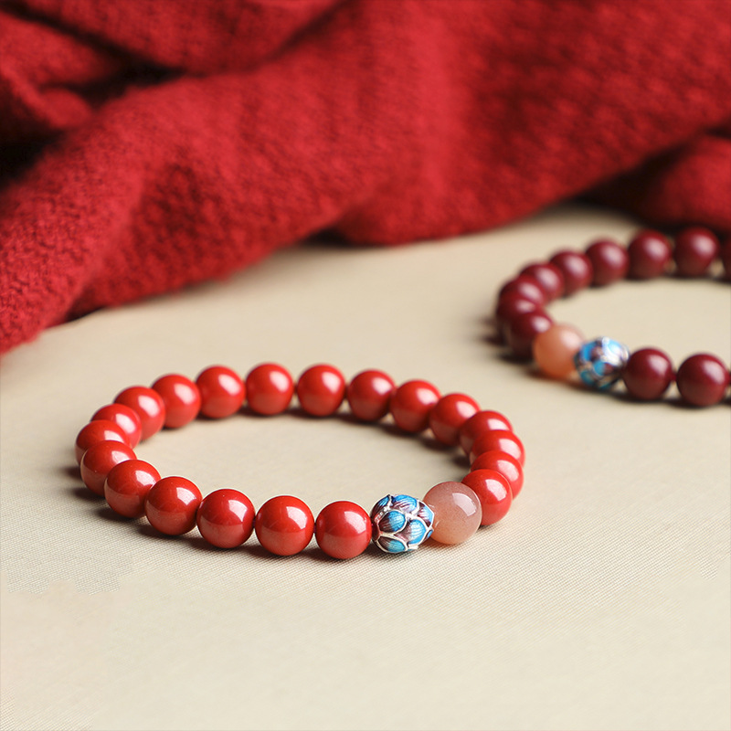 贵州铜仁万山朱砂手串女款紫金砂圆珠单圈手链男款