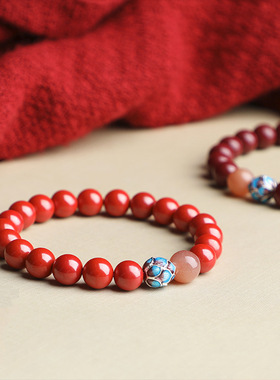 贵州铜仁万山朱砂手串女款紫金砂圆珠单圈手链男款