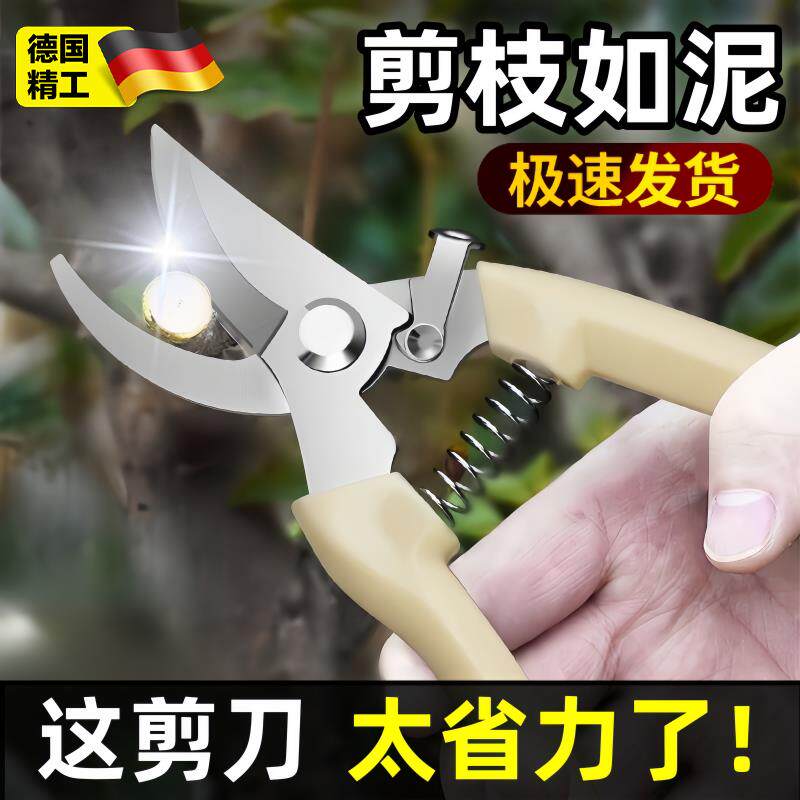 不锈钢树枝修枝剪采摘水果花木剪园林果树花卉枝嫁接园艺剪刀工具