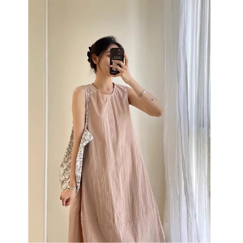 法式高级感粉色无袖背心连衣裙女夏海边度假宽松显瘦气质绝美长裙,女装/女士精品,连衣裙,淘宝优惠券,粉丝福利购,淘宝优惠卷