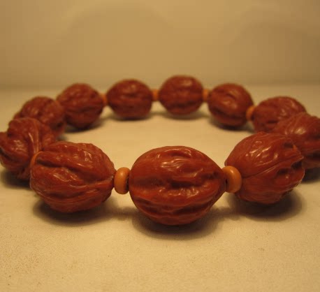 文玩把玩男款手链 精品秋子京八楞 秦岭野生红皮小灯笼手串