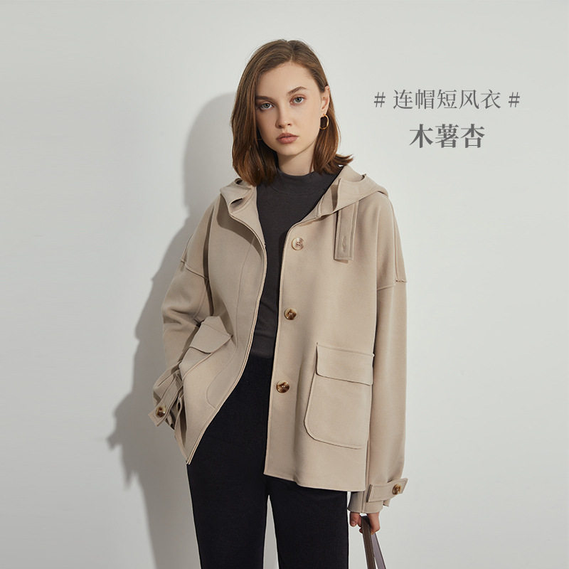 太空版发热排湿七级防风连帽短外套女 秋冬新款防水休闲连帽风衣