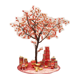 仿真柿子树新年装饰树柿柿如意许愿树水果假树造型树水果树红包树