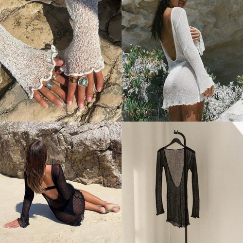 PL露背沙滩罩衫裙INS博主2025新款度假欧美性感海边泳衣防晒外搭